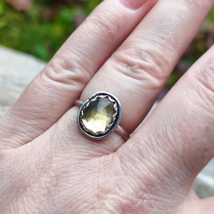 Ezüst Citrin gyűrű - ékszer - gyűrű - statement gyűrű - Meska.hu