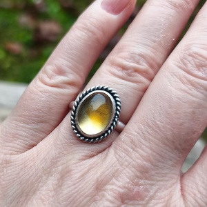 Ezüst Citrin gyűrű - ékszer - gyűrű - statement gyűrű - Meska.hu