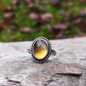 Ezüst Citrin gyűrű - ékszer - gyűrű - statement gyűrű - Meska.hu