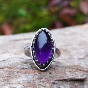 Ezüst Ametiszt gyűrű, Ékszer, Gyűrű, Vékony gyűrű, Ékszerkészítés, Ötvös, MESKA