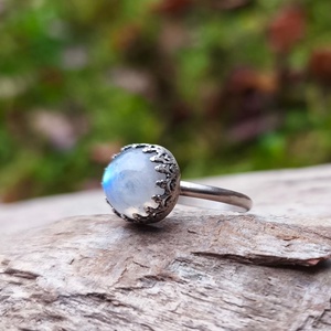 Ezüst Holdkő gyűrű - ékszer - gyűrű - vékony gyűrű - Meska.hu