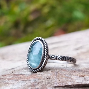Ezüst Kianit gyűrű, Ékszer, Gyűrű, Szoliter gyűrű, Ékszerkészítés, Ötvös, MESKA