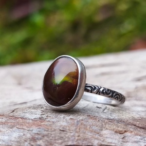 Ezüst Tűzachát gyűrű, Ékszer, Gyűrű, Szoliter gyűrű, Ékszerkészítés, Ötvös, MESKA