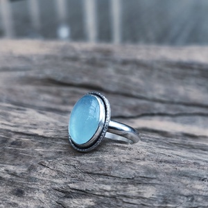 Ezüst Akvamarin gyűrű - ékszer - gyűrű - vékony gyűrű - Meska.hu