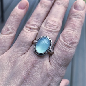 Ezüst Akvamarin gyűrű - ékszer - gyűrű - vékony gyűrű - Meska.hu