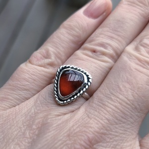 Ezüst Gránát gyűrű - ékszer - gyűrű - szoliter gyűrű - Meska.hu