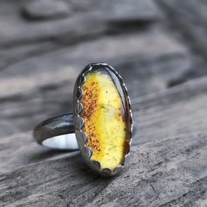 Ezüst Borostyán gyűrű, Ékszer, Gyűrű, Statement gyűrű, Ékszerkészítés, Ötvös, MESKA