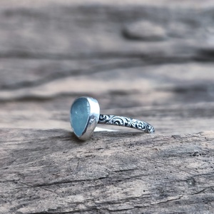 Ezüst Akvamarin gyűrű - ékszer - gyűrű - vékony gyűrű - Meska.hu