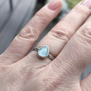 Ezüst Akvamarin gyűrű - ékszer - gyűrű - vékony gyűrű - Meska.hu