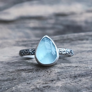 Ezüst Akvamarin gyűrű, Ékszer, Gyűrű, Vékony gyűrű, Ékszerkészítés, Ötvös, MESKA