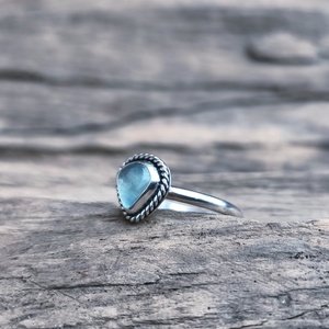 Ezüst Akvamarin gyűrű - ékszer - gyűrű - vékony gyűrű - Meska.hu