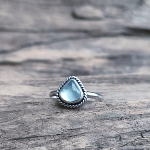 Ezüst Akvamarin gyűrű - ékszer - gyűrű - vékony gyűrű - Meska.hu