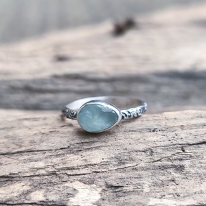 Ezüst Akvamarin gyűrű - ékszer - gyűrű - vékony gyűrű - Meska.hu