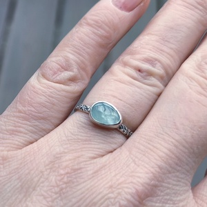 Ezüst Akvamarin gyűrű - ékszer - gyűrű - vékony gyűrű - Meska.hu