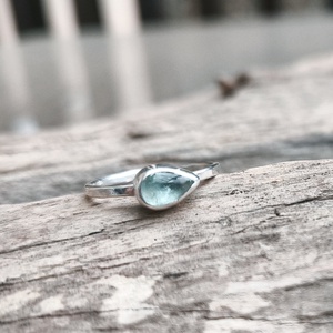 Ezüst Akvamarin gyűrű - ékszer - gyűrű - vékony gyűrű - Meska.hu