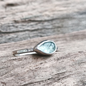 Ezüst Akvamarin gyűrű - ékszer - gyűrű - vékony gyűrű - Meska.hu