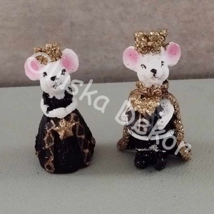 Egérkirály és néja, karácsonyi, adventi dekorációs kiegészítő, figura, 6cm, Kellékek & szerszámok, Dekorációs kellékek, Figurák, Virágkötés, Mindenmás, MESKA