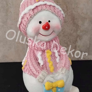 Hóember kötött pulcsiban, figura, karácsonyi, adventi, dekorációs kiegészítő, 12cm, Kellékek & szerszámok, Dekorációs kellékek, Figurák, , MESKA