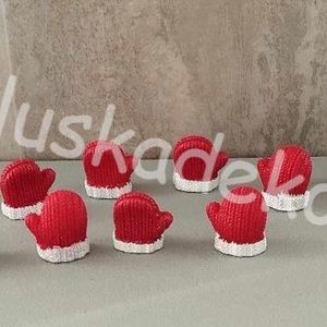 Keztyű, karácsonyi figura piros, ezüst, szürke színben, dekorációs alapanyag, 4x2,4cm, Kellékek & szerszámok, Dekorációs kellékek, Egyéb kellékek, Virágkötés, Mindenmás, MESKA