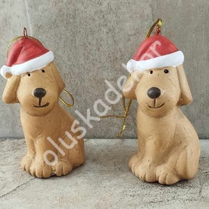 Kutya, kutyus télapó, karácsonyi, adventi dekorációs kerámia figura, 7,5x3,5, Kellékek & szerszámok, Dekorációs kellékek, Figurák, , MESKA