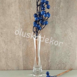 Bogyós ág, kék, metálbronz színben, dekorációs műnövény, 30cm, Kellékek & szerszámok, Dekorációs kellékek, Egyéb kellékek, Virágkötés, MESKA
