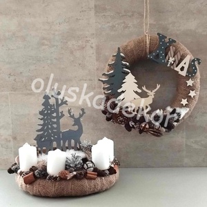 Adventi, karácsonyi koszorú szett, kopogtató, ajtódísz, asztaldísz - Meska.hu