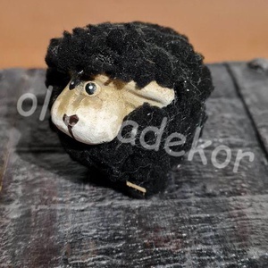 Kerámia bárány pihe - puha bundával, 5cm - kellékek & szerszámok - dekorációs kellékek - figurák - Meska.hu