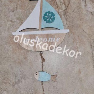 Hajó, cet, hal, akasztható, fa dekoráció, 2 féle, Kellékek & szerszámok, Dekorációs kellékek, Egyéb kellékek, , MESKA