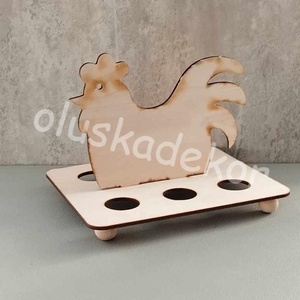 Natúr fa húsvéti tojástartó, tyúk és tojás alakú - kellékek & szerszámok - dekorációs kellékek - figurák - Meska.hu