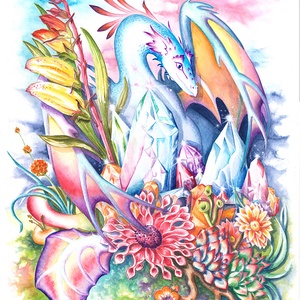 1. Botanikus sárkányok A4, Tömösy Andrea akvarellfestményei alapján készült Fine Art printek - művészet - grafika & illusztráció - művészi nyomat - Meska.hu