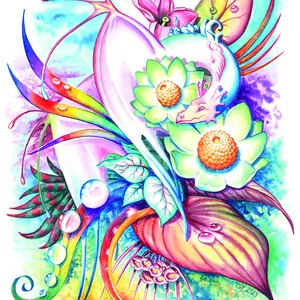2.  Botanikus sárkányok A4, Tömösy Andrea akvarellfestményei alapján készült Fine Art printek - művészet - grafika & illusztráció - művészi nyomat - Meska.hu