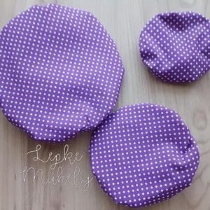 Edényfedő szett, lila pöttyös , Otthon & Életmód, Konyhafelszerelés, tálalás, Konyhai textil, Edényfogó & Edényfedő, Varrás, MESKA