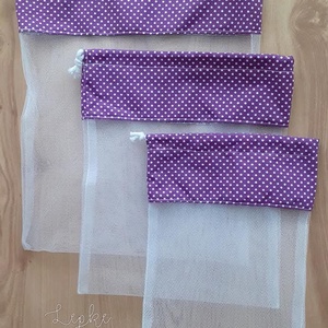 Bevásárlózsák, lila pöttyös , Táska & Tok, Bevásárlás & Shopper táska, Zöldség/Gyümölcs zsák, Varrás, MESKA
