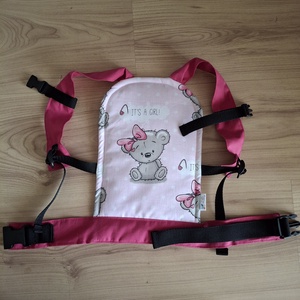 Játék csatos babahordozó, lány macis - Meska.hu