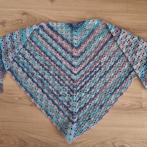 Horgolt vállkendő, lila-kék, Ruha & Divat, Sál, Sapka, Kendő, Kendő, , MESKA