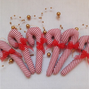 Piros- fehér csíkos cukorrúd - karácsony - karácsonyi lakásdekoráció - karácsonyfadíszek - Meska.hu