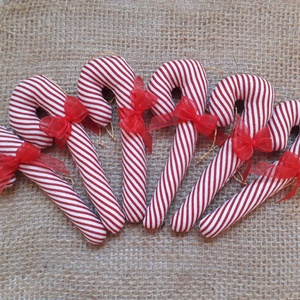 Piros- fehér csíkos cukorrúd - karácsony - karácsonyi lakásdekoráció - karácsonyfadíszek - Meska.hu