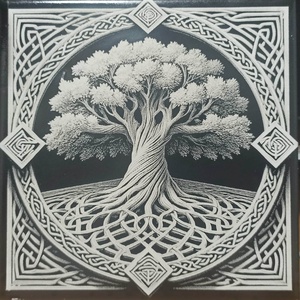 Falicsempére lézerrel gravírozott életfe, 200x200mm, Otthon & Életmód, Dekoráció, Fali és függő dekoráció, Csempe, Gravírozás, pirográfia, MESKA
