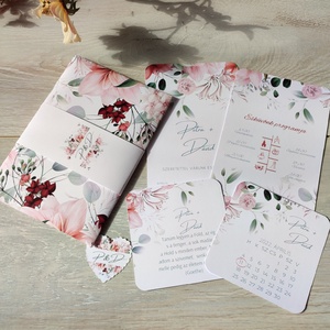 Blush pink peonies esküvői meghívó szett - Meska.hu