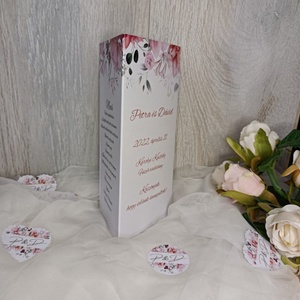 Pink blush peoinies menükártya esküvőre (menüháromszög) - esküvő - meghívó & kártya - menü - Meska.hu
