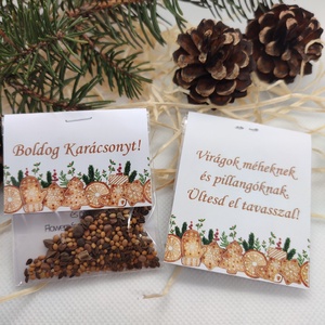 Virágmagos csomagocska KARÁCSONYRA - karácsony - karácsonyi ajándékozás - karácsonyi képeslap, üdvözlőlap, ajándékkísérő - Meska.hu