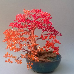 Vörös gyöngyfa - otthon & életmód - dekoráció - asztal és polc dekoráció - bonsai - Meska.hu