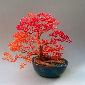 Vörös gyöngyfa - otthon & életmód - dekoráció - asztal és polc dekoráció - bonsai - Meska.hu