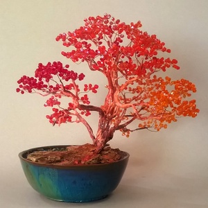 Vörös gyöngyfa - otthon & életmód - dekoráció - asztal és polc dekoráció - bonsai - Meska.hu
