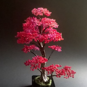 Gyöngyfa pirosló színekben - otthon & életmód - dekoráció - asztal és polc dekoráció - bonsai - Meska.hu