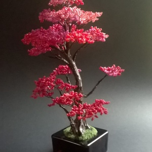 Gyöngyfa pirosló színekben - otthon & életmód - dekoráció - asztal és polc dekoráció - bonsai - Meska.hu