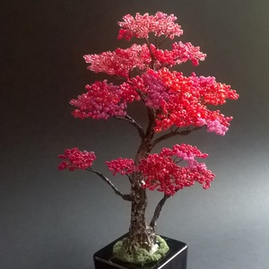 Gyöngyfa pirosló színekben - otthon & életmód - dekoráció - asztal és polc dekoráció - bonsai - Meska.hu