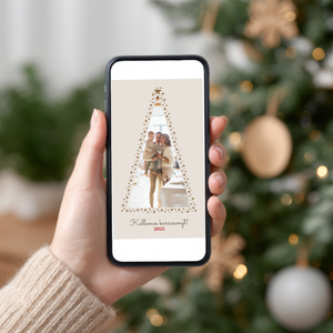 Digitális fényképes képeslap - Elegáns karácsonyi Canva sablon - egyedi és szerkeszthető üdvözlőlap mobiltelefonra, Művészet, Grafika & Illusztráció, Digitális, Fotó, grafika, rajz, illusztráció, MESKA