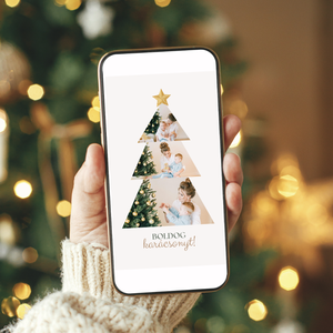 Digitális fényképes képeslap - Elegáns karácsonyi Canva sablon - egyedi és szerkeszthető üdvözlőlap mobiltelefonra - művészet - grafika & illusztráció - digitális - Meska.hu