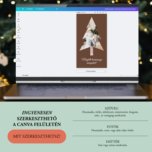 Digitális karácsonyi fényképes képeslap - Skandináv Canva sablon - egyedi és szerkeszthető üdvözlőlap mobiltelefonra - művészet - grafika & illusztráció - digitális - Meska.hu